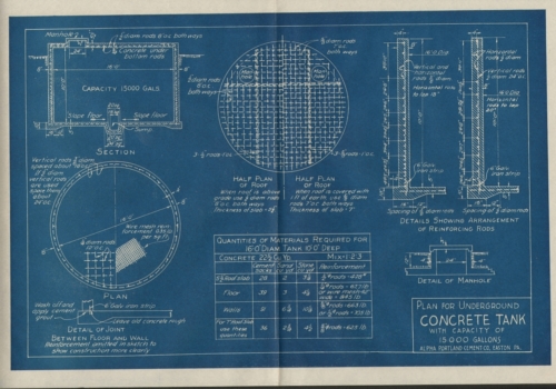 Plan for Underground Concrete Tank with Capacity of 15000 Gallons