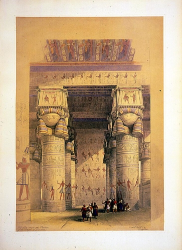 View from under the portico of the Temple of Dendera