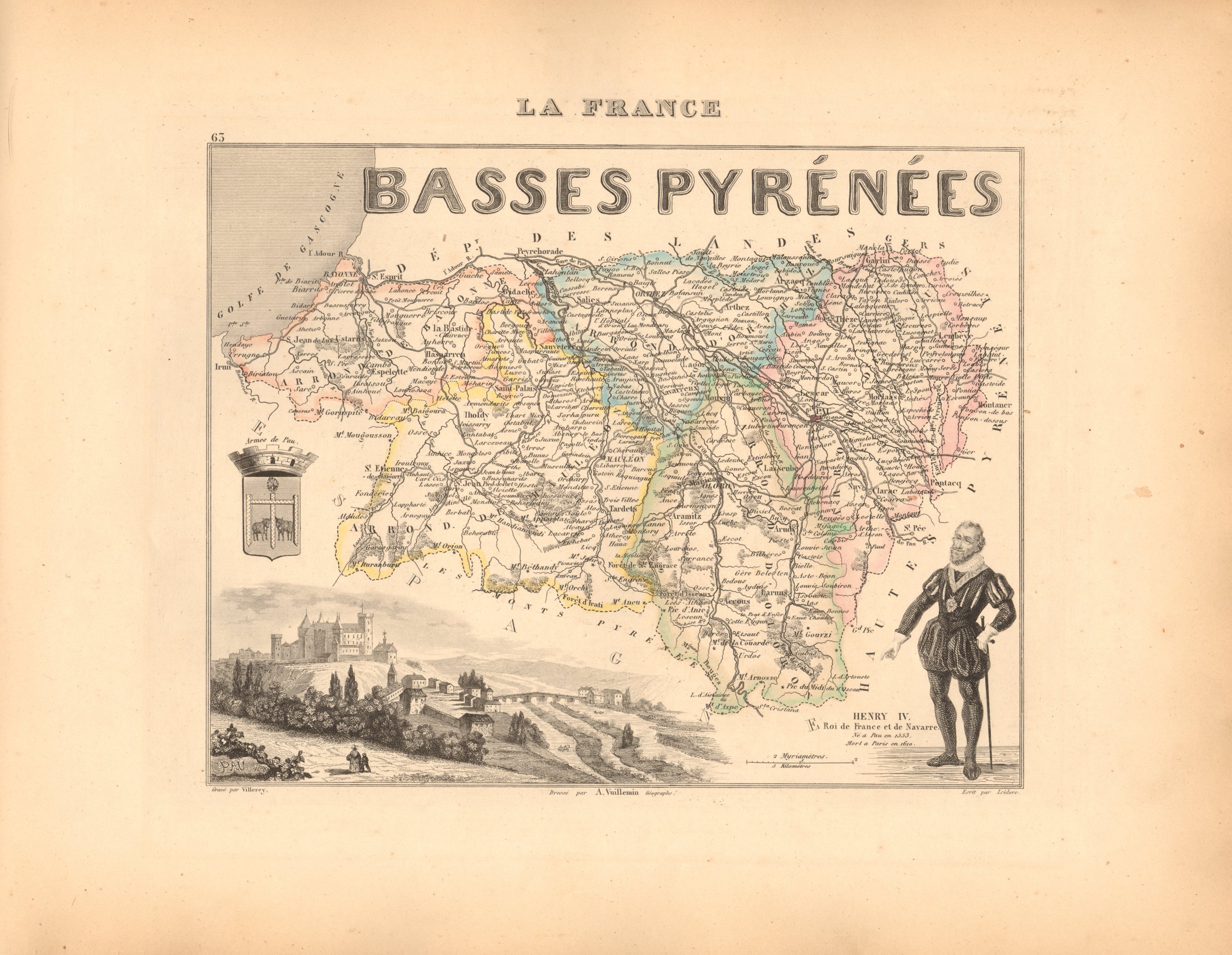 Basses Pyrenees. - French Department Map