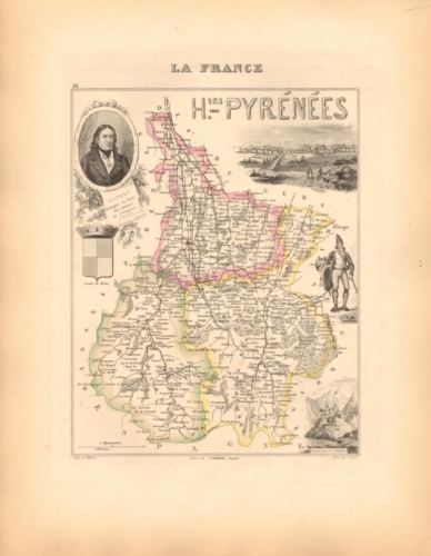 Hautes Pyrenees - French Department Map