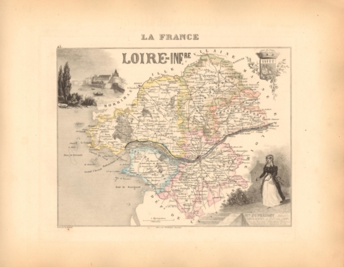 Loire Inferieure - French Department Map