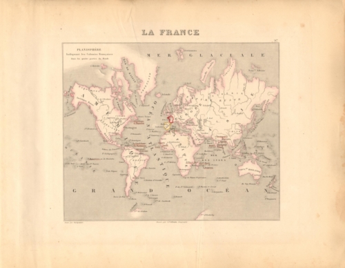 Planisphere (World Map) French Atlas Map