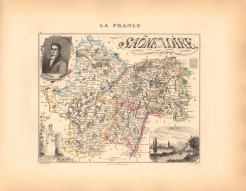 Saone et Loire - French Department Map