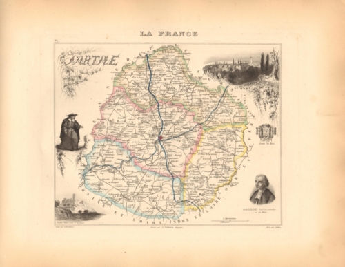 Sarthe - French Department Map