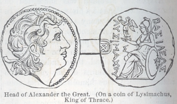 Head of Alexander the Great, on a coin of Lysimachus, Kin g of Thrace