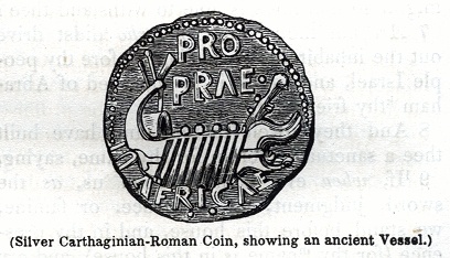 Silver Carthaginian-Roman Coin, showing an ancient Vessel