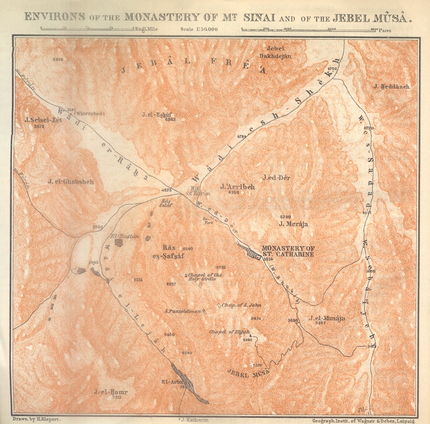 Environs of the Monastery of Mt Sinai and of the Jebel Musa Map