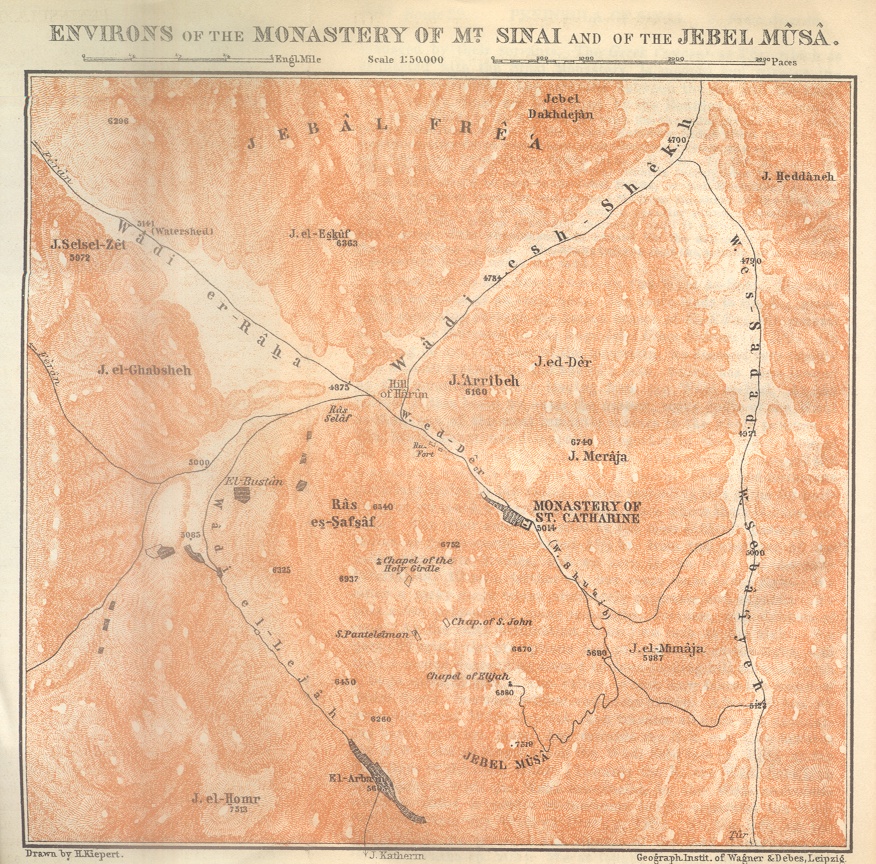 Environs of the Monastery of Mt Sinai and of the Jebel Musa Map