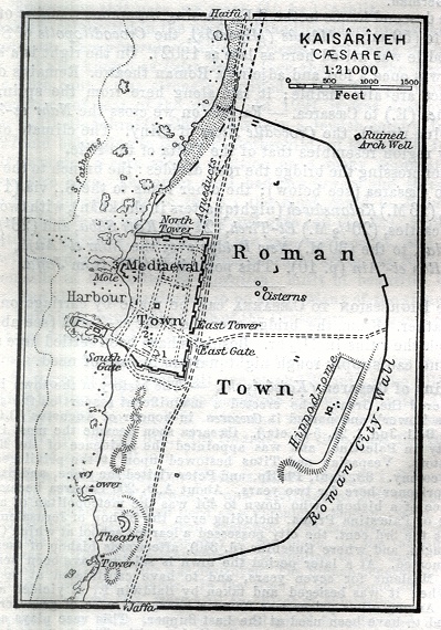 Roman and Mediaeval Towns Map of Kaisariyeh, Caesarea