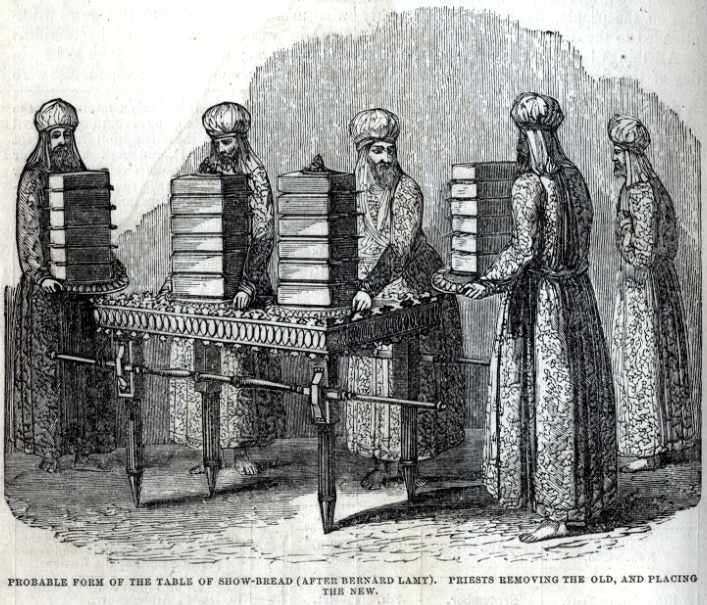 Probable form of the Table of Showbread - Priests removing the old and placing the new