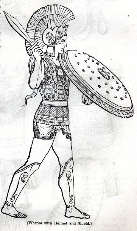 Warrior with Helmet and Shield